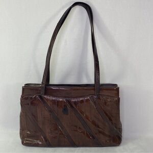 Vintage Genuine Eel Skin Shiny Soft Shoulder Purse Tote Bag